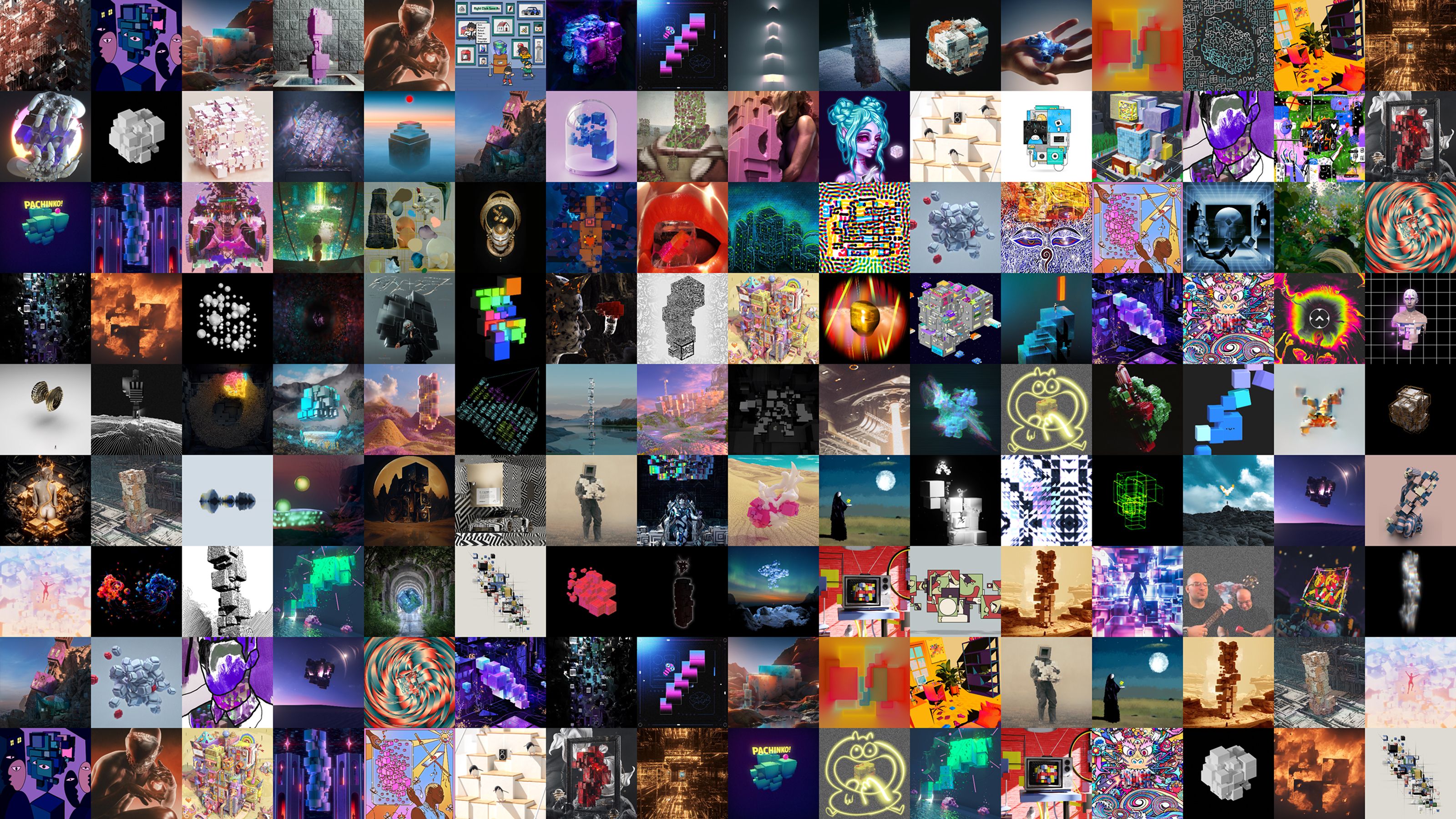 CryptoCubes Creators collection grid showing collaborative artworks